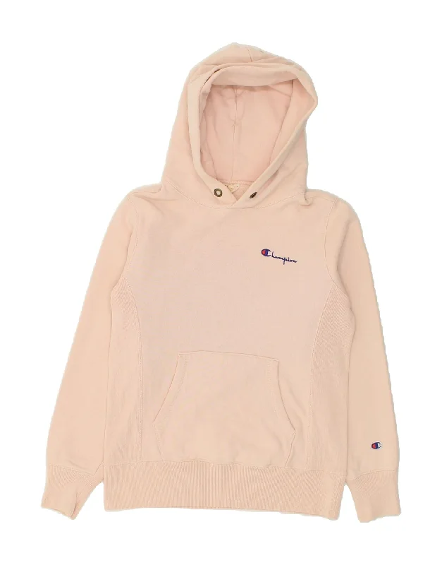 CHAMPION Womens Hoodie Jumper UK 16 Large Pink Cotton Hoodie with Color Block Contrast Stylish CHAMPION Womens Hoodie Jumper UK 16 Large Pink Cotton Hoodie with Color Block Contrast Stylish