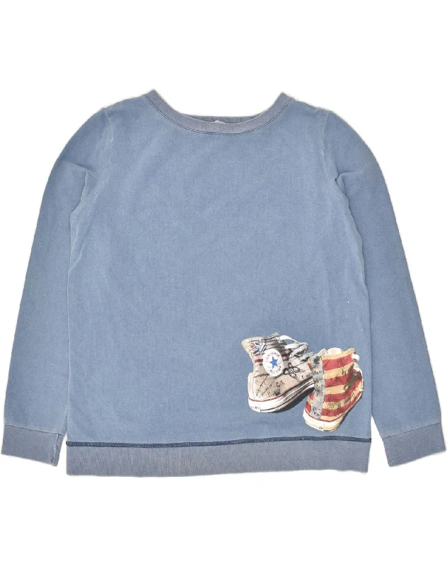 CONVERSE Womens Graphic Sweatshirt Jumper UK 18 XL Blue Cotton Hoodie with V-Neck Classic Versatile CONVERSE Womens Graphic Sweatshirt Jumper UK 18 XL Blue Cotton Hoodie with V-Neck Classic Versatile
