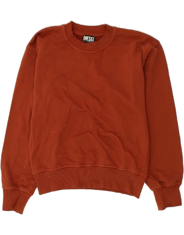 DIESEL Womens Sweatshirt Jumper UK 6 XS Brown Cotton Hoodie with Thumb Holes Functional Cozy DIESEL Womens Sweatshirt Jumper UK 6 XS Brown Cotton Hoodie with Thumb Holes Functional Cozy