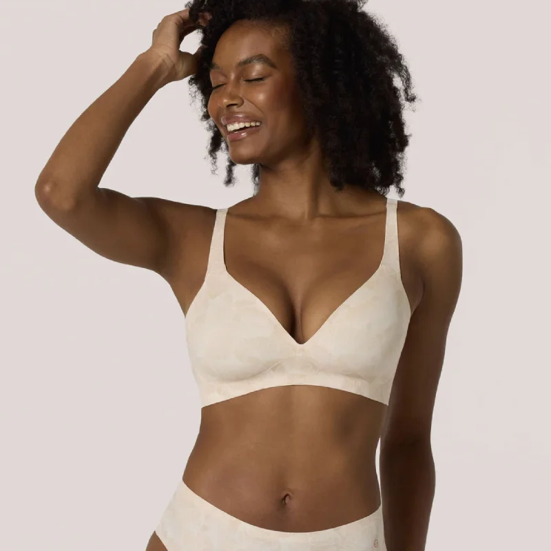 Evelyn & Bobbie Starlette Plunge Bra in Champagne Ginkgo Comfortable Bralette Style