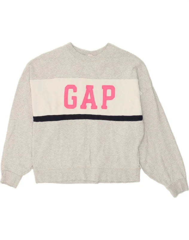 GAP Womens Graphic Sweatshirt Jumper UK 10 Small Grey Colourblock Cotton Hoodie with Double Zipper Versatile Adjustable GAP Womens Graphic Sweatshirt Jumper UK 10 Small Grey Colourblock Cotton Hoodie with Double Zipper Versatile Adjustable