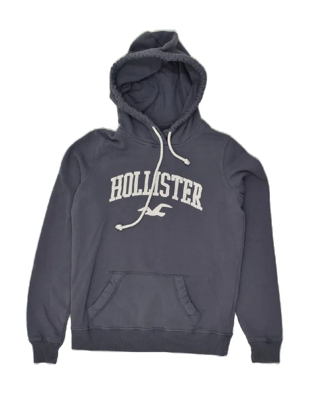 HOLLISTER Womens Graphic Hoodie Jumper UK 6 XS Grey Cotton Hoodie with Hem Ribbing Snug Secure HOLLISTER Womens Graphic Hoodie Jumper UK 6 XS Grey Cotton Hoodie with Hem Ribbing Snug Secure