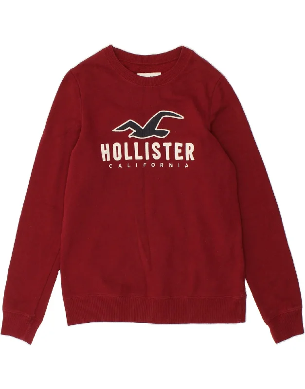 HOLLISTER Womens Graphic Sweatshirt Jumper UK 10 Small Red Cotton Hoodie with Button Classic Timeless HOLLISTER Womens Graphic Sweatshirt Jumper UK 10 Small Red Cotton Hoodie with Button Classic Timeless