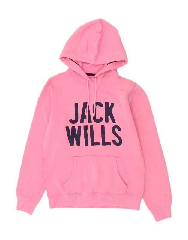 JACK WILLS Womens Graphic Hoodie Jumper UK 12 Medium Pink Cotton Hoodie with Fur Luxurious Winter JACK WILLS Womens Graphic Hoodie Jumper UK 12 Medium Pink Cotton Hoodie with Fur Luxurious Winter