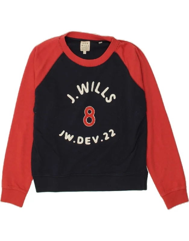 JACK WILLS Womens Graphic Sweatshirt Jumper UK 10 Small Navy Blue Hoodie with Raglan Sleeves Sporty Comfortable JACK WILLS Womens Graphic Sweatshirt Jumper UK 10 Small Navy Blue Hoodie with Raglan Sleeves Sporty Comfortable