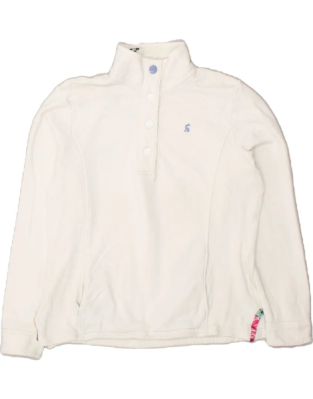 JOULES Womens Button Neck Sweatshirt Jumper UK 14 Large White Cotton Oversized Hoodie Comfort Casual JOULES Womens Button Neck Sweatshirt Jumper UK 14 Large White Cotton Oversized Hoodie Comfort Casual