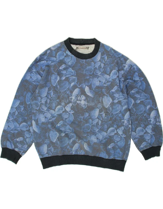 KRIZIA Womens Oversized Sweatshirt Jumper UK 10 Small Blue Floral Cotton Hoodie with Hem Ribbing Snug Secure KRIZIA Womens Oversized Sweatshirt Jumper UK 10 Small Blue Floral Cotton Hoodie with Hem Ribbing Snug Secure