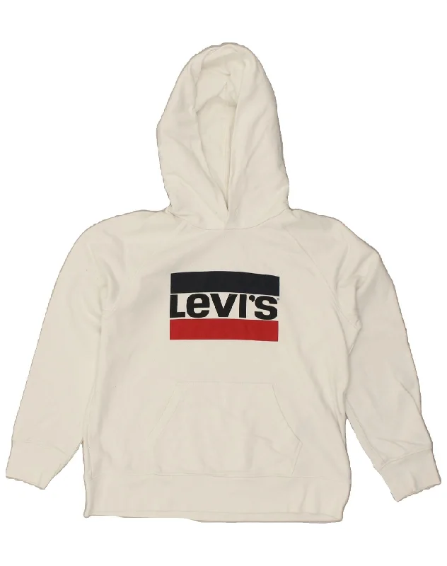 LEVI'S Womens Graphic Hoodie Jumper UK 14 Medium White Cotton Hoodie Jacket Zipper Layering LEVI'S Womens Graphic Hoodie Jumper UK 14 Medium White Cotton Hoodie Jacket Zipper Layering