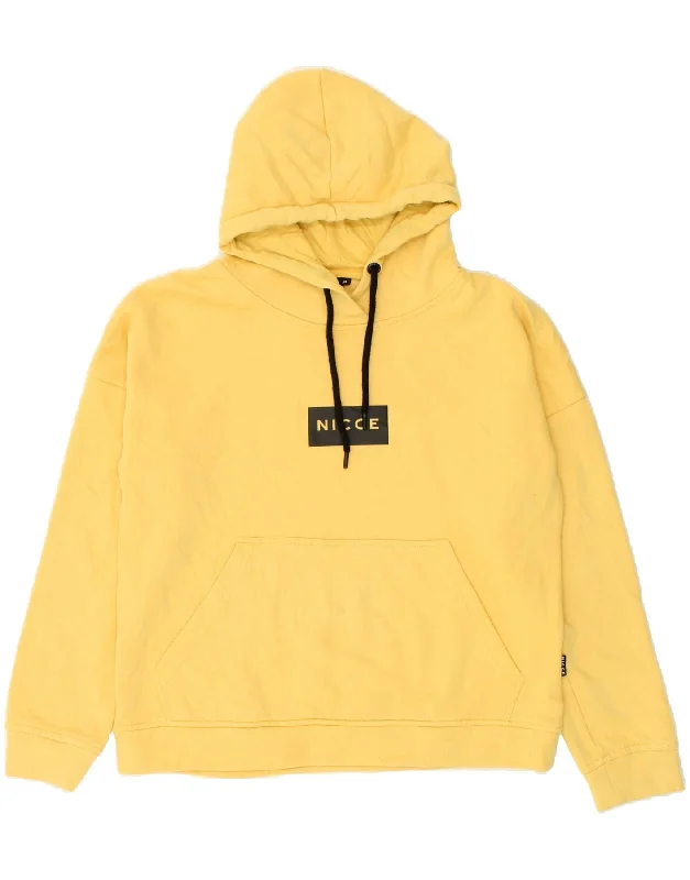 NICCE Womens Graphic Hoodie Jumper UK 6 XS Yellow Cotton Hoodie with Double Zipper Versatile Adjustable NICCE Womens Graphic Hoodie Jumper UK 6 XS Yellow Cotton Hoodie with Double Zipper Versatile Adjustable