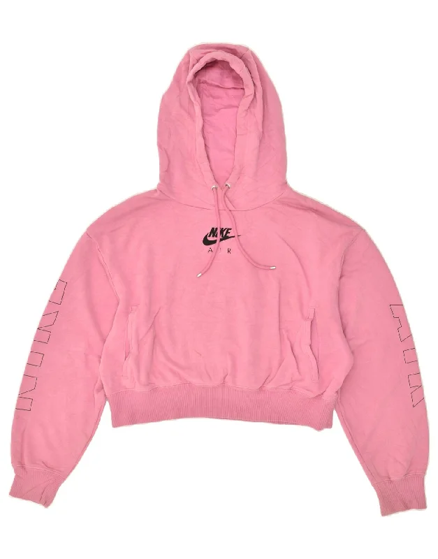 NIKE Womens Air Graphic Crop Hoodie Jumper UK 14 Medium Pink Cotton Hoodie with Drop Shoulder Relaxed Streetwear NIKE Womens Air Graphic Crop Hoodie Jumper UK 14 Medium Pink Cotton Hoodie with Drop Shoulder Relaxed Streetwear