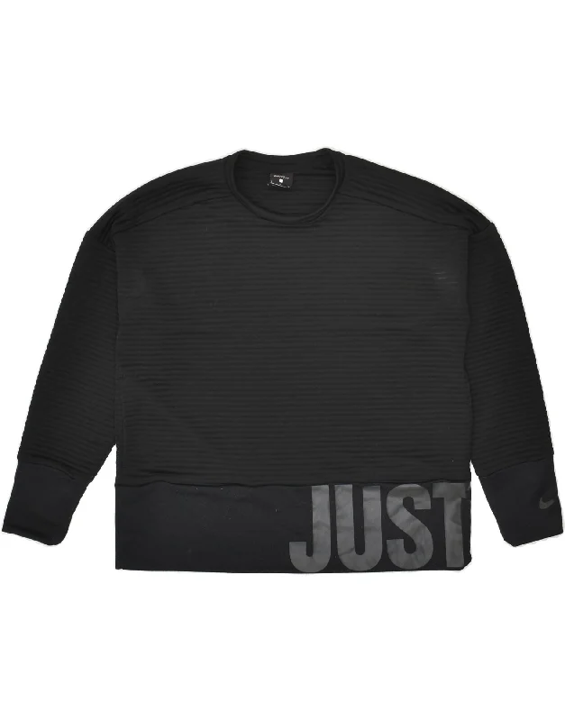 NIKE Womens Dri Fit Oversized Graphic Sweatshirt Jumper UK 10 Small Black Hoodie with Emblem Brand Identity NIKE Womens Dri Fit Oversized Graphic Sweatshirt Jumper UK 10 Small Black Hoodie with Emblem Brand Identity