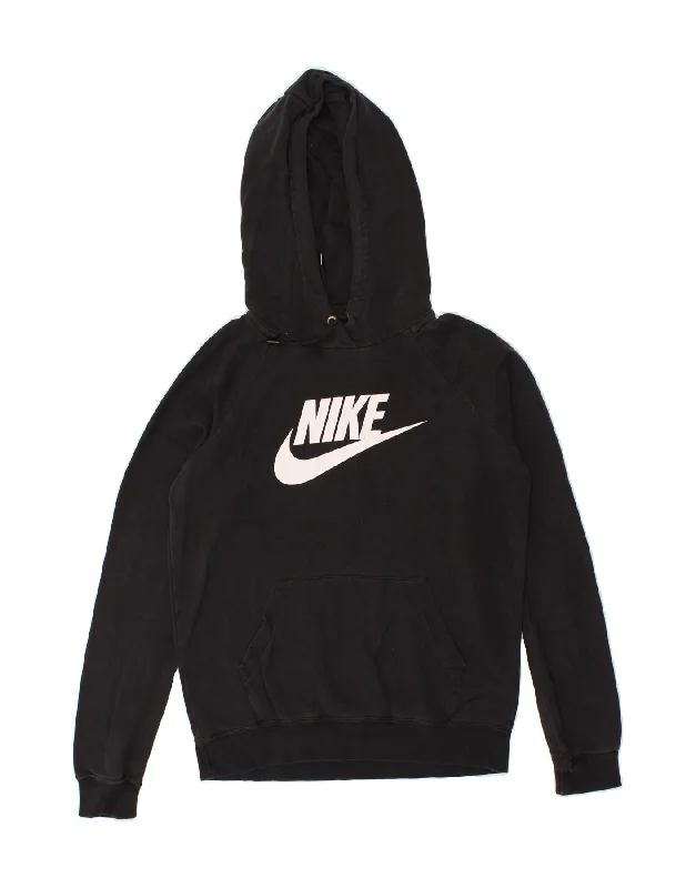 NIKE Womens Graphic Hoodie Jumper UK 10 Small Black Cotton Hoodie with Lace Feminine Delicate NIKE Womens Graphic Hoodie Jumper UK 10 Small Black Cotton Hoodie with Lace Feminine Delicate