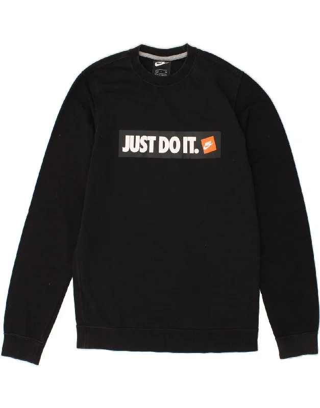 NIKE Womens Graphic Sweatshirt Jumper UK 10 Small Black Hoodie with High Neck Warm Protective NIKE Womens Graphic Sweatshirt Jumper UK 10 Small Black Hoodie with High Neck Warm Protective