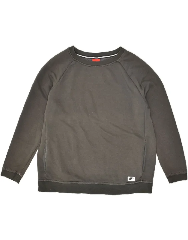 NIKE Womens Loose Fit Sweatshirt Jumper UK 14 Medium Grey Cotton Hoodie with Fur Luxurious Winter NIKE Womens Loose Fit Sweatshirt Jumper UK 14 Medium Grey Cotton Hoodie with Fur Luxurious Winter