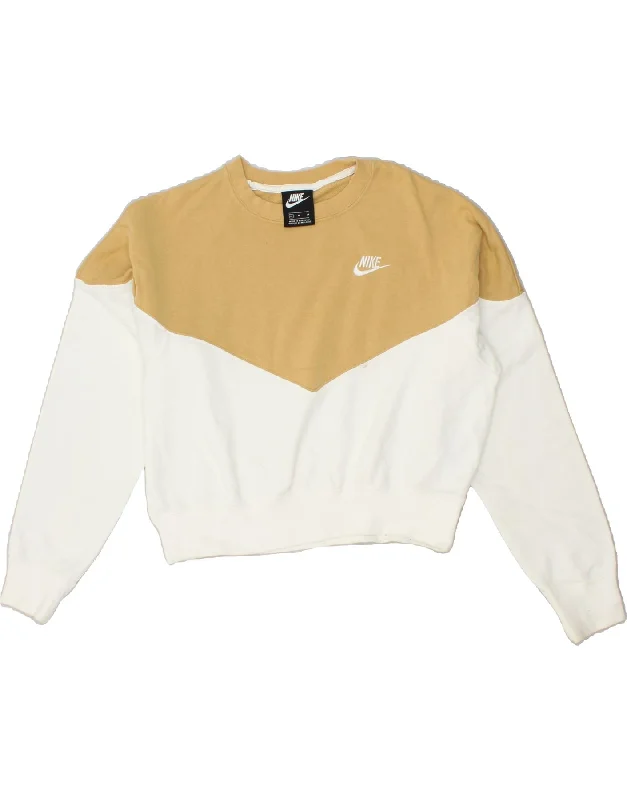NIKE Womens Oversized Crop Sweatshirt Jumper UK 14 Medium White Hoodie with Drop Shoulder Relaxed Streetwear NIKE Womens Oversized Crop Sweatshirt Jumper UK 14 Medium White Hoodie with Drop Shoulder Relaxed Streetwear