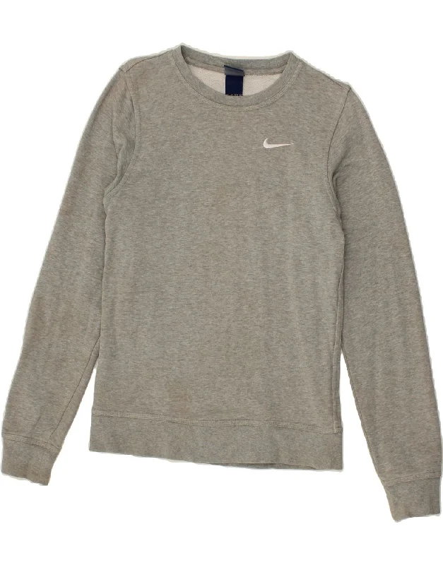 NIKE Womens Sweatshirt Jumper UK 6 XS Grey Cotton Hoodie with Elastic Waist Stretchable Comfortable NIKE Womens Sweatshirt Jumper UK 6 XS Grey Cotton Hoodie with Elastic Waist Stretchable Comfortable