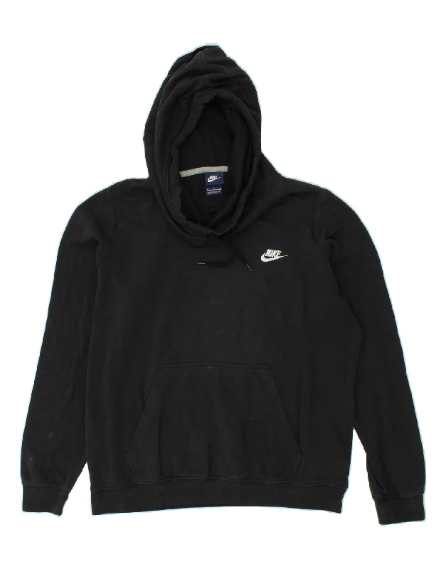 NIKE Womens Tall Oversized Hoodie Jumper UK 18 XL Black Cotton Hoodie with Stripes Bold Sporty NIKE Womens Tall Oversized Hoodie Jumper UK 18 XL Black Cotton Hoodie with Stripes Bold Sporty