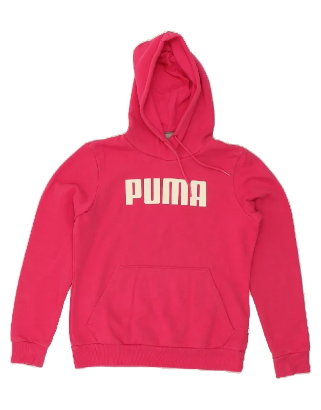 PUMA Womens Graphic Hoodie Jumper UK 12 Medium Pink Cotton Hoodie with Hem Detail Decorative Unique PUMA Womens Graphic Hoodie Jumper UK 12 Medium Pink Cotton Hoodie with Hem Detail Decorative Unique