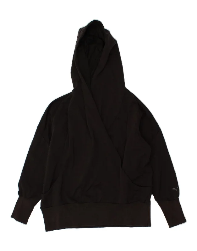 PUMA Womens Hoodie Jumper UK 16 Large Black Nylon Hoodie with Hem Elastic Stretchable Comfortable PUMA Womens Hoodie Jumper UK 16 Large Black Nylon Hoodie with Hem Elastic Stretchable Comfortable