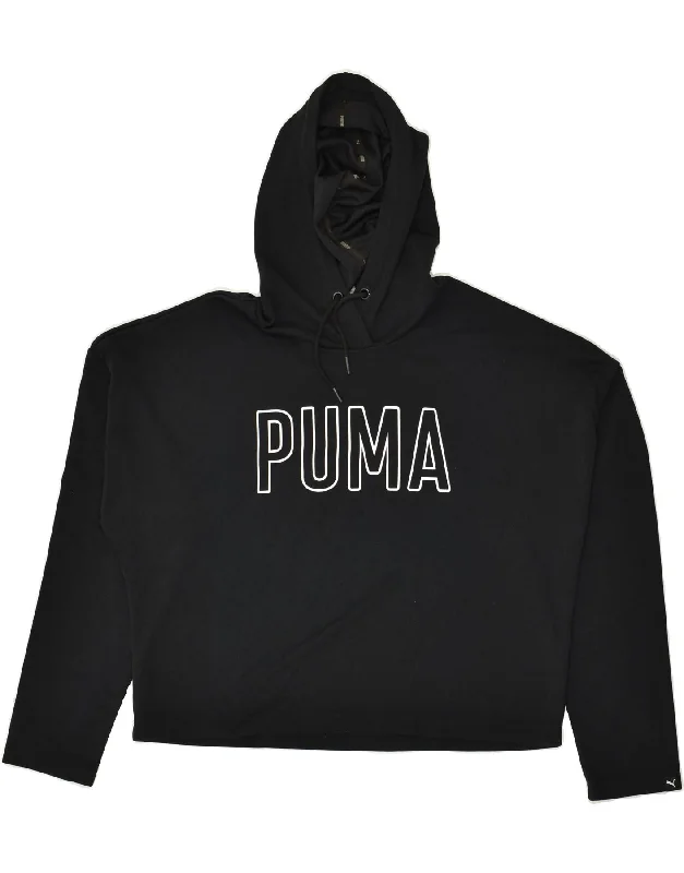 PUMA Womens Oversized Crop Graphic Hoodie Jumper UK 14 Large Black Hoodie with Ribbed Cuffs Snug Fit Comfort PUMA Womens Oversized Crop Graphic Hoodie Jumper UK 14 Large Black Hoodie with Ribbed Cuffs Snug Fit Comfort