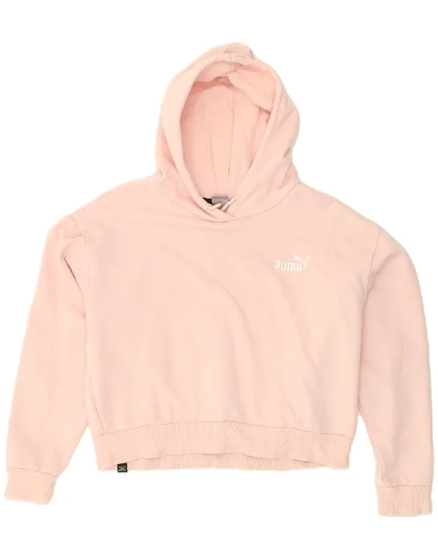 PUMA Womens Oversized Crop Hoodie Jumper UK 10 Small Pink Cotton Hoodie with Strings Custom Fit Adjustable PUMA Womens Oversized Crop Hoodie Jumper UK 10 Small Pink Cotton Hoodie with Strings Custom Fit Adjustable