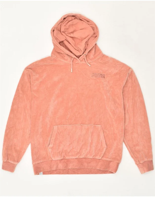 PUMA Womens Oversized Hoodie Jumper UK 10 Small Pink Hoodie with Button Classic Timeless PUMA Womens Oversized Hoodie Jumper UK 10 Small Pink Hoodie with Button Classic Timeless