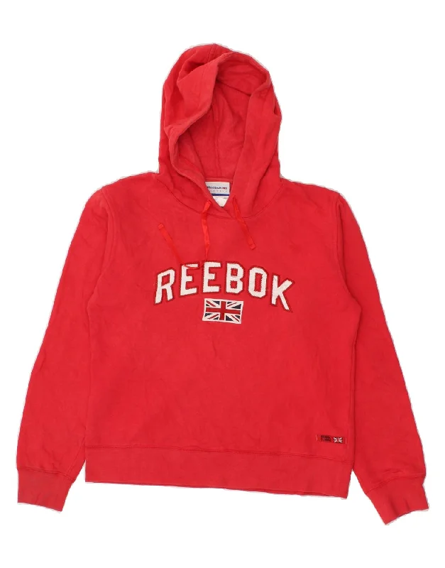 REEBOK Womens Graphic Hoodie Jumper UK 12 Medium Red Cotton Hoodie with Zipper Versatile Modern REEBOK Womens Graphic Hoodie Jumper UK 12 Medium Red Cotton Hoodie with Zipper Versatile Modern