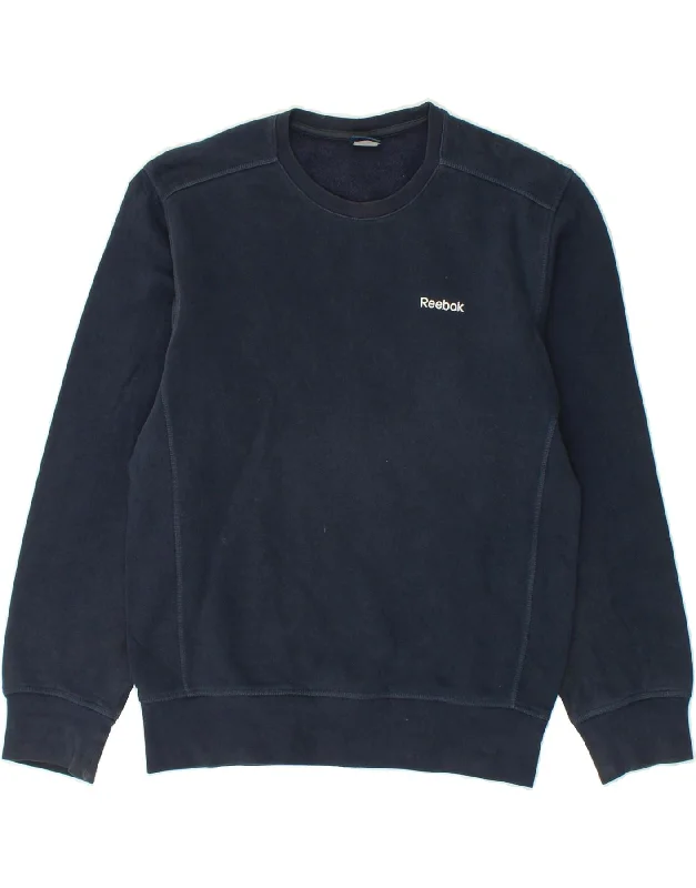 REEBOK Womens Sweatshirt Jumper UK 6 XS Navy Blue Cotton Hoodie Crop Top Short Trendy REEBOK Womens Sweatshirt Jumper UK 6 XS Navy Blue Cotton Hoodie Crop Top Short Trendy