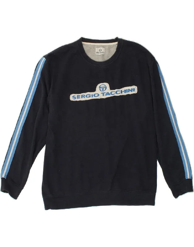 SERGIO TACCHINI Womens Graphic Sweatshirt Jumper 2XL Navy Blue Cotton Hoodie with Ribbed Neckline Snug Warm SERGIO TACCHINI Womens Graphic Sweatshirt Jumper 2XL Navy Blue Cotton Hoodie with Ribbed Neckline Snug Warm