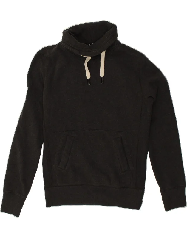 SUPERDRY Womens Roll Neck Sweatshirt Jumper UK 6 XS Grey Cotton Hoodie with High-Low Hem Asymmetrical Trendy SUPERDRY Womens Roll Neck Sweatshirt Jumper UK 6 XS Grey Cotton Hoodie with High-Low Hem Asymmetrical Trendy