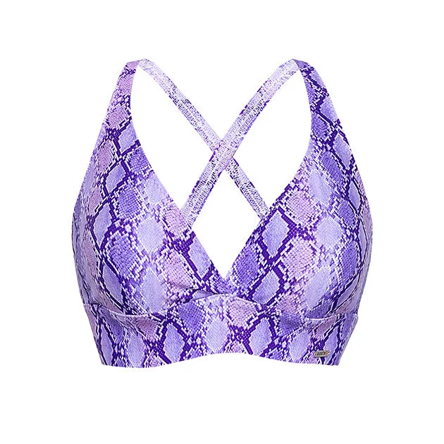 Support Pole Dance Sports Bra Ximena Lilac Purple Snake Print Full Support Bra