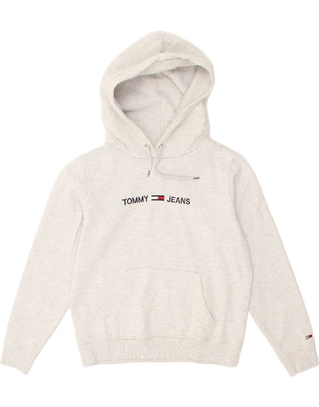 TOMMY HILFIGER Womens Graphic Hoodie Jumper UK 10 Small Grey Flecked Hoodie with Longline Fit Extended Stylish TOMMY HILFIGER Womens Graphic Hoodie Jumper UK 10 Small Grey Flecked Hoodie with Longline Fit Extended Stylish