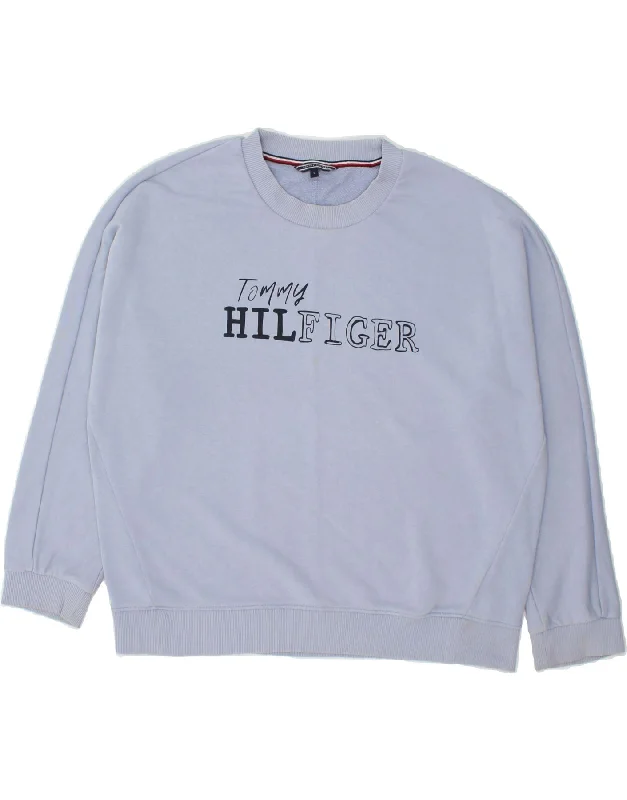 TOMMY HILFIGER Womens Graphic Sweatshirt Jumper UK 16 Large Blue Cotton Hoodie with Lining Warm Insulated TOMMY HILFIGER Womens Graphic Sweatshirt Jumper UK 16 Large Blue Cotton Hoodie with Lining Warm Insulated