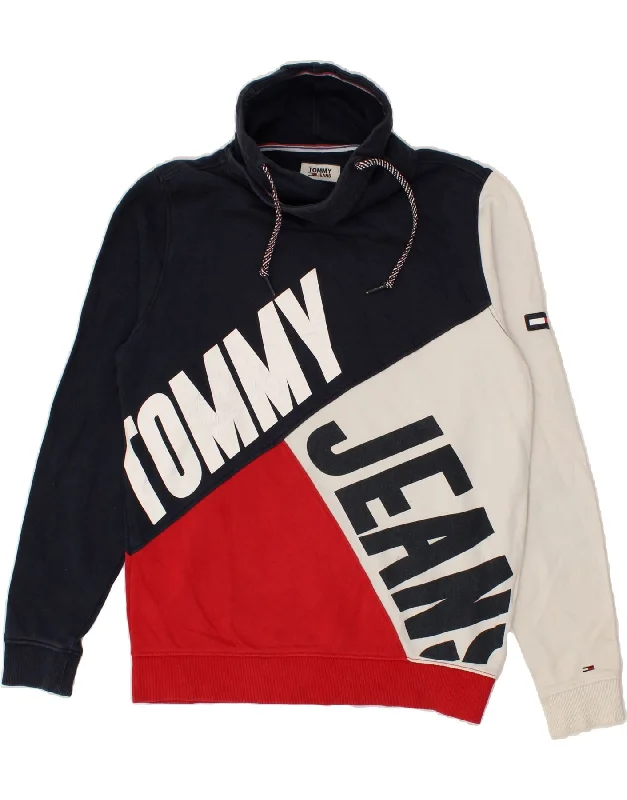 TOMMY HILFIGER Womens Graphic Sweatshirt Jumper UK 16 Large Navy Blue Hoodie with Tie-Dye Psychedelic Retro TOMMY HILFIGER Womens Graphic Sweatshirt Jumper UK 16 Large Navy Blue Hoodie with Tie-Dye Psychedelic Retro
