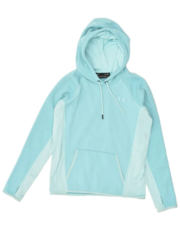 UNDER ARMOUR Womens Cold Gear Hoodie Jumper UK 10 Small Blue Colourblock Hoodie with Hidden Zipper Minimalist Clean UNDER ARMOUR Womens Cold Gear Hoodie Jumper UK 10 Small Blue Colourblock Hoodie with Hidden Zipper Minimalist Clean