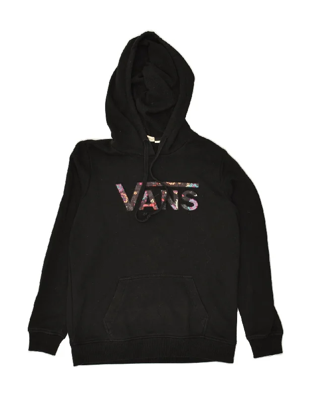 VANS Womens Loose Fit Graphic Hoodie Jumper UK 6 XS Black Cotton Hoodie with Print Artistic Unique VANS Womens Loose Fit Graphic Hoodie Jumper UK 6 XS Black Cotton Hoodie with Print Artistic Unique
