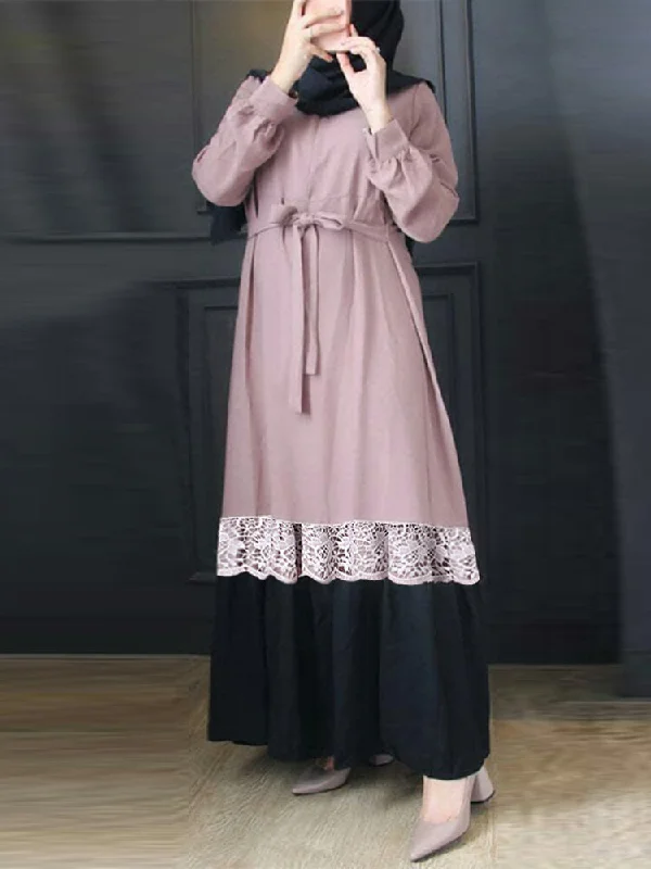 Contrast Color Patchwork Round Neck Casual Puff Sleeve Women Maxi Dress Trendy Floral Print Maxi Dress Contrast Color Patchwork Round Neck Casual Puff Sleeve Women Maxi Dress Trendy Floral Print Maxi Dress