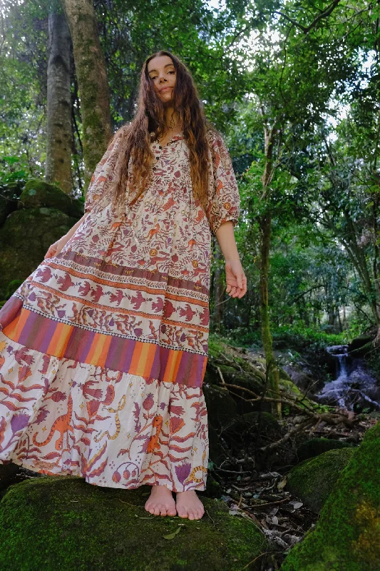 Frida Maxi Dress - Winter Mythic - Autumn Brown Fashionable Faux Wrap Maxi Dress