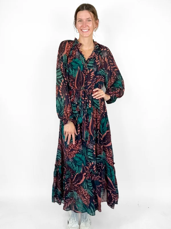 Jungle Fern Maxi Dress Comfortable Cotton Maxi Dress