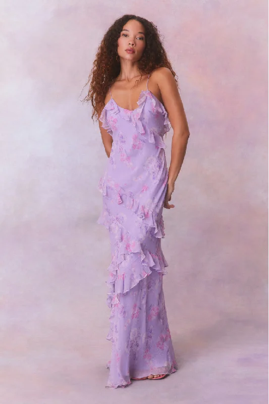 Rialto Fragrance Print Maxi Dress-HIBISCUS Stylish V-Neck Maxi Dress