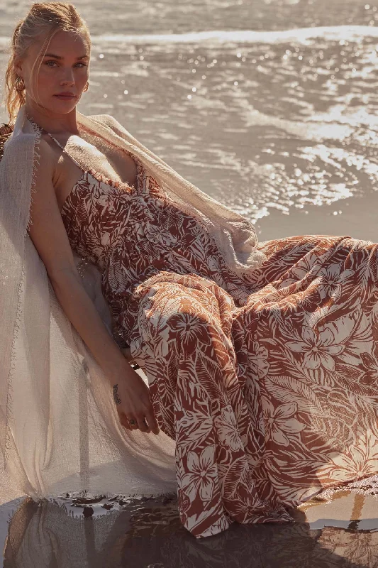 Tropical Tango Floral-Print Halter Maxi Dress Classic A-Line Maxi Dress