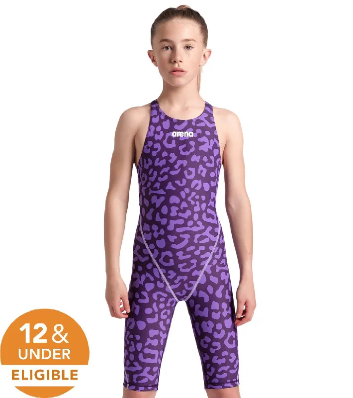 Arena Girls' Powerskin ST Next Limited Edition Open Back Tech Suit Swimsuit Leopard Skin Violet Modern High-Waisted Swimsuit Arena Girls' Powerskin ST Next Limited Edition Open Back Tech Suit Swimsuit Leopard Skin Violet Modern High-Waisted Swimsuit