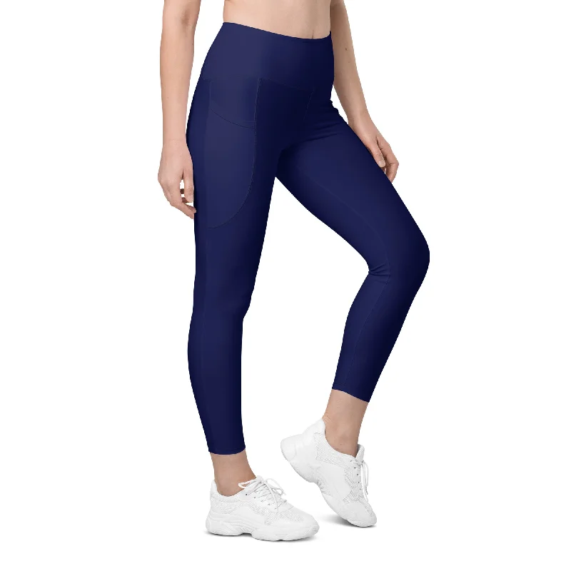Berry Jane Womens Swim Pants w/Pockets UPF 50+ 7/8 Swim Leggings High Waisted, Navy Mesh Detail Bikini Berry Jane Womens Swim Pants w/Pockets UPF 50+ 7/8 Swim Leggings High Waisted, Navy Mesh Detail Bikini
