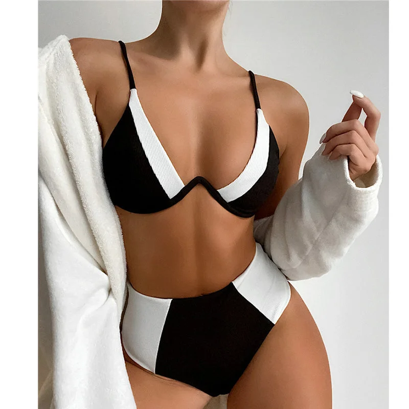 Dropship Summer Women Sexy Custom Design Push Up Black High Waist Swimwear Bikini Set 15 Year Old Girls Bikinis Solid Color Swimsuit Dropship Summer Women Sexy Custom Design Push Up Black High Waist Swimwear Bikini Set 15 Year Old Girls Bikinis Solid Color Swimsuit