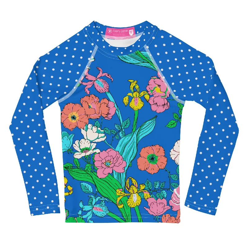 Girls UPF 50+ Swim Shirt Rash Guard, Electric Blue Paradise (2T-7) Elegant Ruffled Bikini Girls UPF 50+ Swim Shirt Rash Guard, Electric Blue Paradise (2T-7) Elegant Ruffled Bikini