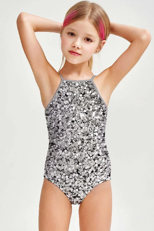 Let It Glow Becky Glitter Full Coverage One-Piece Swimsuit - Girls Sporty Racerback Swimsuit Let It Glow Becky Glitter Full Coverage One-Piece Swimsuit - Girls Sporty Racerback Swimsuit