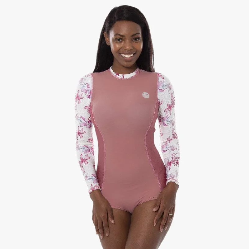 Lizzy Womens Mariposa Long Sleeve Swimsuit Dusty Rose Trendy Swimsuit Bottoms