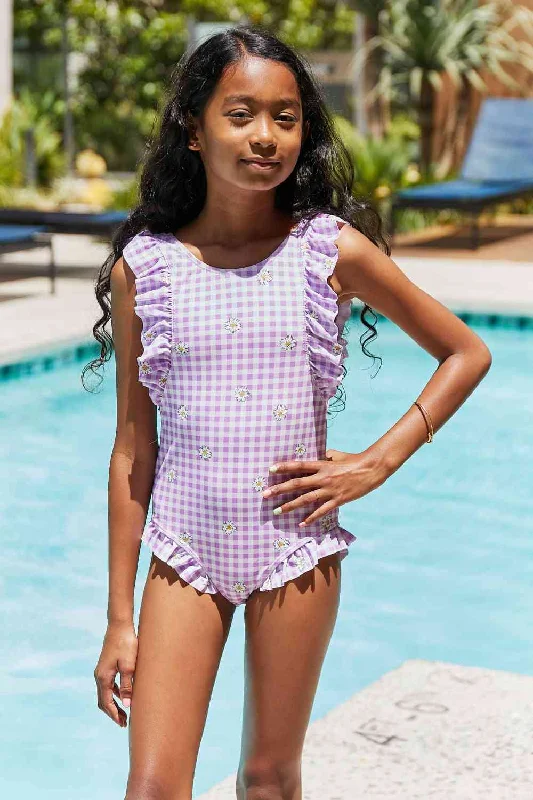 Swim Float On Ruffled Girls One-Piece Swimsuit in Carnation Pink Elegant Ruffled Bikini Swim Float On Ruffled Girls One-Piece Swimsuit in Carnation Pink Elegant Ruffled Bikini