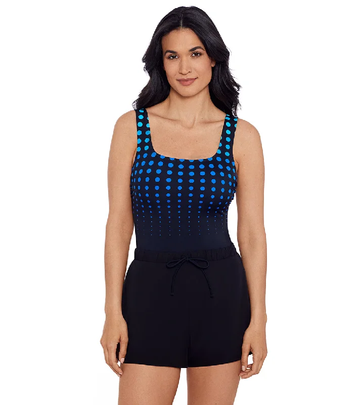 Shape Solver SPORT Women's Going in Circles Scoop Neck Swim Romper Sleek Full Coverage Shape Solver SPORT Women's Going in Circles Scoop Neck Swim Romper Sleek Full Coverage