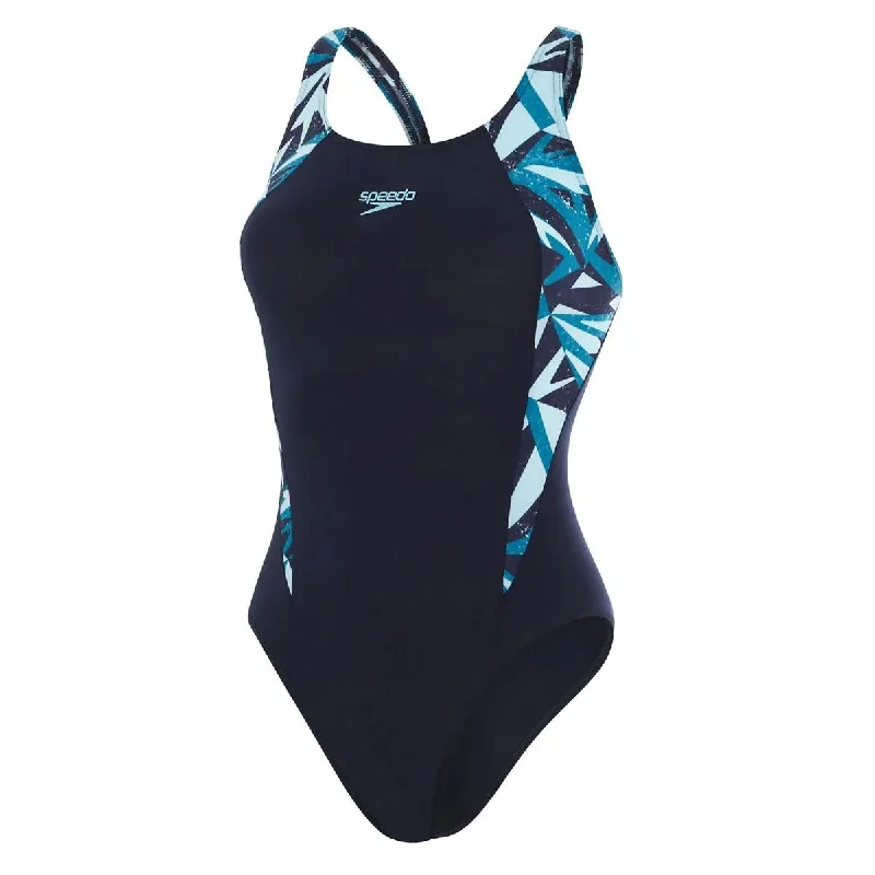 Speedo Hyperboom Splice Muscleback Swimsuit - Womens - True Navy/Nordic Teal/Mercurial Blue Classic Two-Piece Bikini Speedo Hyperboom Splice Muscleback Swimsuit - Womens - True Navy/Nordic Teal/Mercurial Blue Classic Two-Piece Bikini